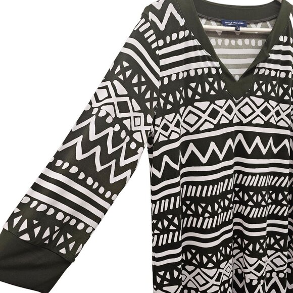 Jones New York Signature Womens V neck Signature 3/4 Sleeve Multi Print Stretchy - Picture 4 of 13